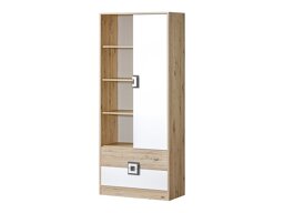 Boekenkast Balvire 105 (Licht eiken + Wit + Grijs)