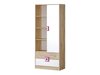 Boekenkast Balvire 105 (Licht eiken + Wit + Roze)