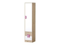 Boekenkast Balvire 106 (Licht eiken + Wit + Roze)