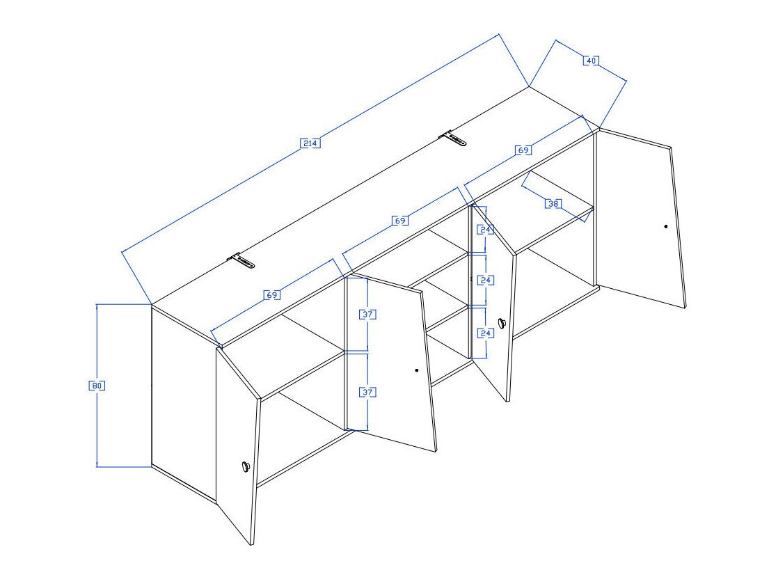 Vægskab Mirelbu 115 (Artisan eg + Hvid + Sort)