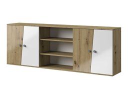 Wandkast Mirelbu 115 (Artisan eiken + Glanzend wit + Grijs)