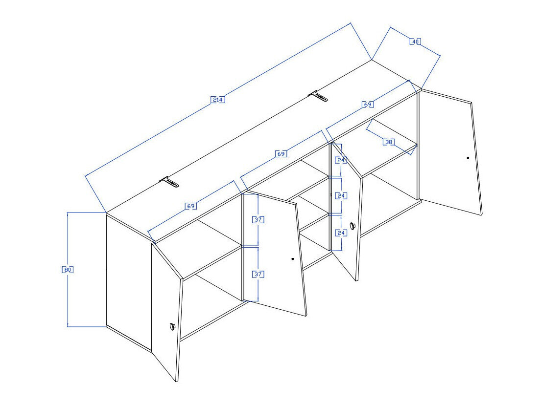 Wandkast Mirelbu 115 (Artisan eiken + Glanzend wit + Grijs)