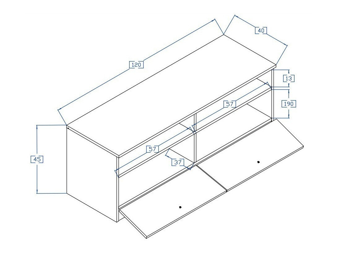 TV-bord Mirelbu 107 (Artisan eg + Hvid + Sort)