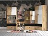 Boekenkast Mirelbu 103 (Artisan eiken + Glanzend wit)