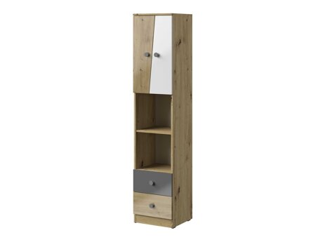 Boekenkast Mirelbu 104 (Artisan eiken + Glanzend wit + Grijs met glans)