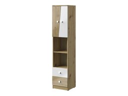 Boekenkast Mirelbu 104 (Artisan eiken + Glanzend wit)