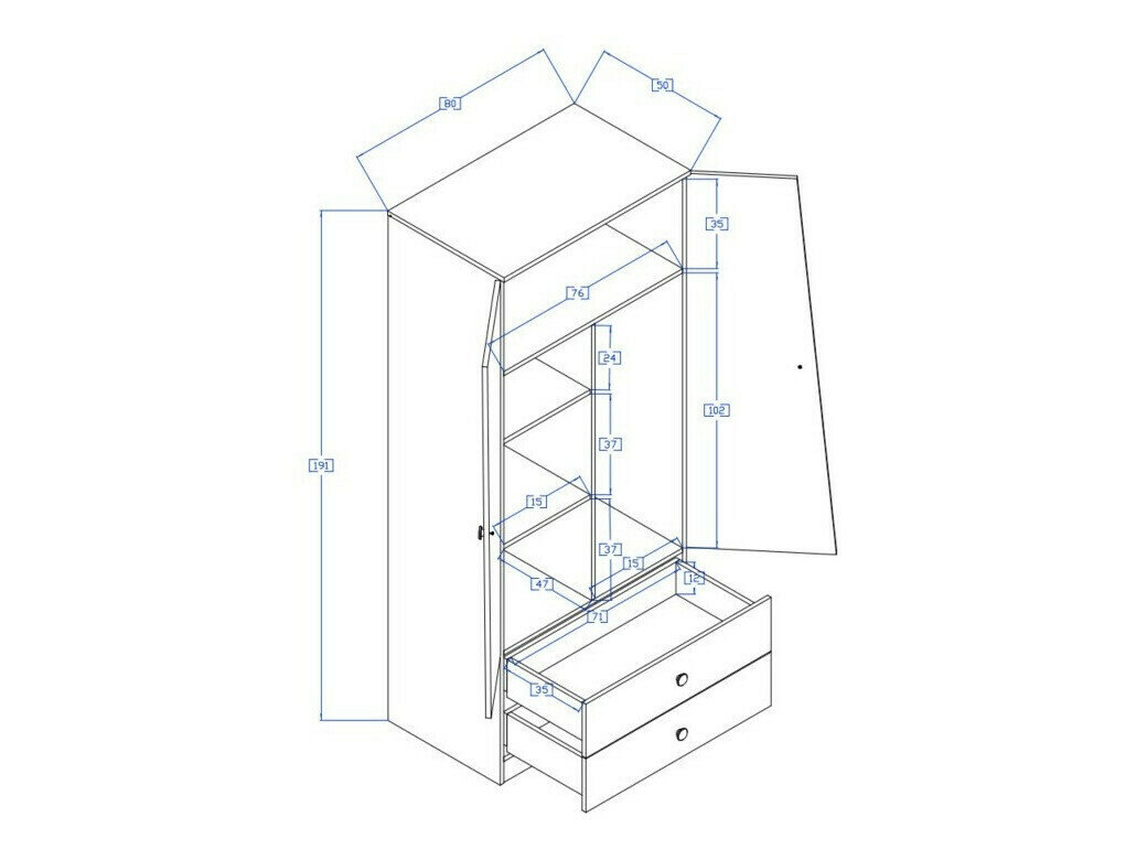 Garderobeskab Mirelbu 100 (Artisan eg + Glansfuld hvid + Blank sort)