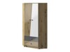 Hoekkledingkast Mirelbu 101 (Artisan eiken + Glanzend wit + Grijs met glans)