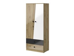 Kledingkast Mirelbu 100 (Artisan eiken + Glanzend wit + Glanzend zwart)