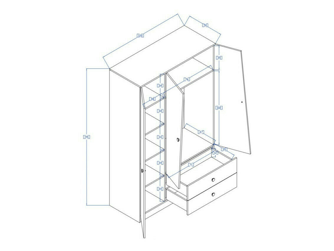 Kledingkast Mirelbu 102 (Artisan eiken + Wit + Zwart)