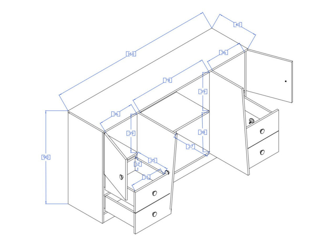 Kommode Mirelbu 105 (Artisan eg + Glansfuld hvid)