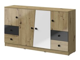 Kumode Mirelbu 105 (Artisan ozols + Glancēts balts + Glancēts melns)