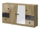 Ladekast Mirelbu 105 (Artisan eiken + Glanzend wit + Glanzend zwart)