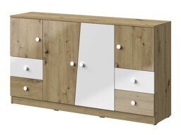 Ladekast Mirelbu 105 (Artisan eiken + Glanzend wit)