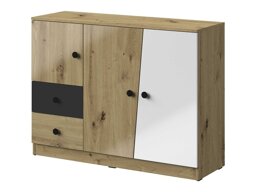 Ladekast Mirelbu 106 (Artisan eiken + Glanzend wit + Glanzend zwart)