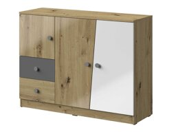Ladekast Mirelbu 106 (Artisan eiken + Glanzend wit + Grijs met glans)