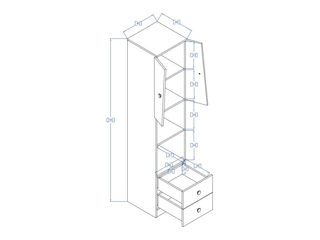 Reol Mirelbu 104 (Artisan eg + Glansfuld hvid)