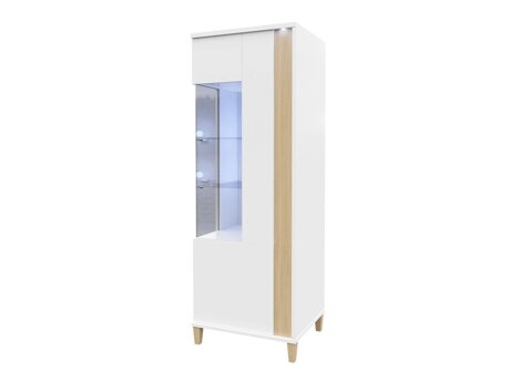 Boekenkast Florem III (Wit + Glanzend wit + Licht hout)