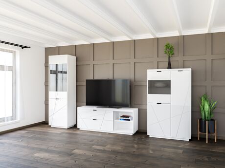 Conjunto de salón Fivale 112 (Blanco brillante + Blanco)