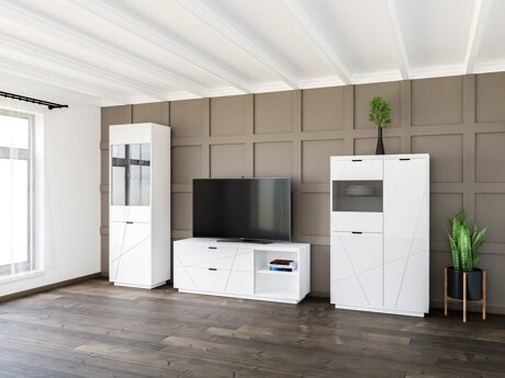 Woonkamerset Fivale 112 (Glanzend wit + Wit)