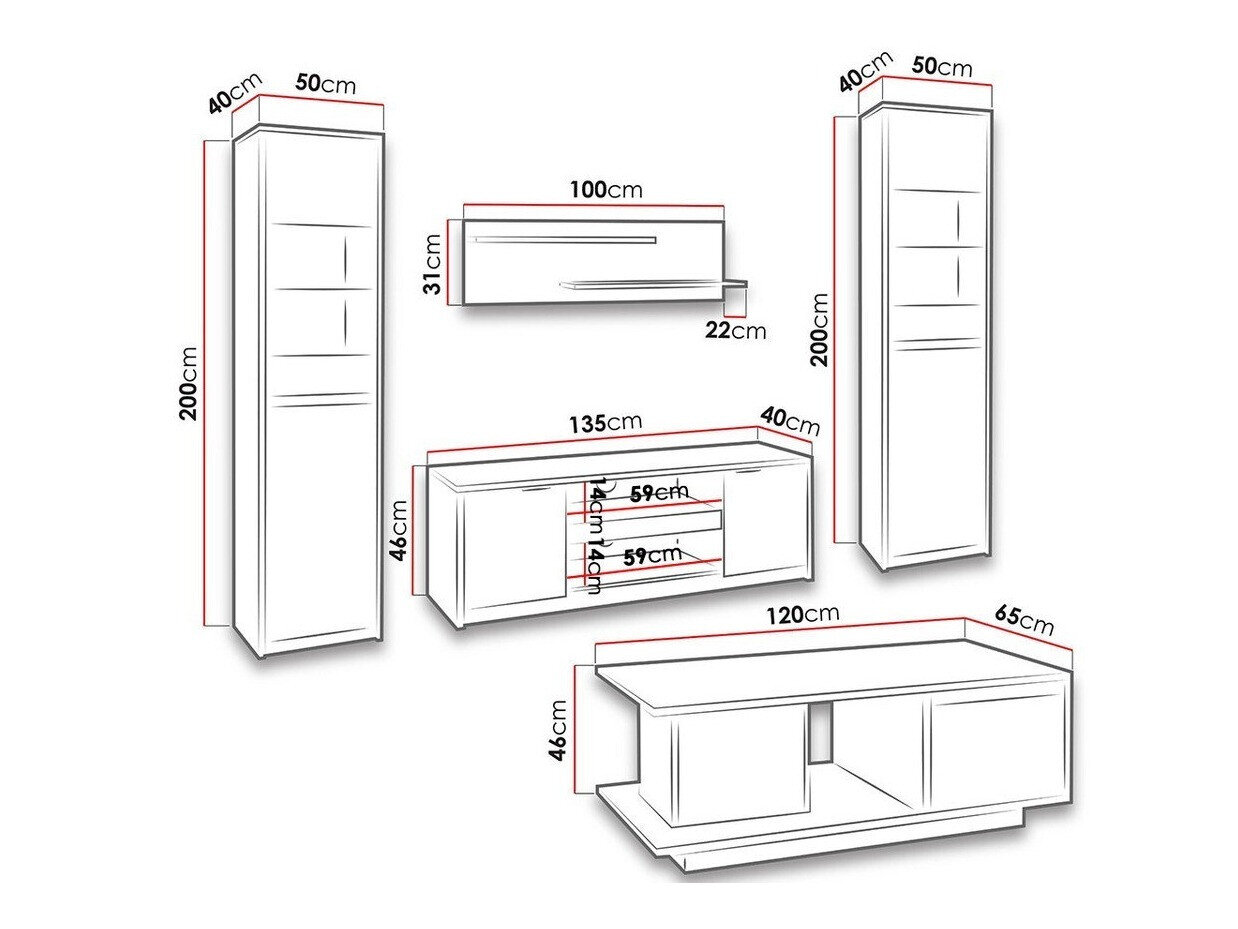 Stuemøbelsæt Fivelbo 114 (Kloster eg + Blank sort)