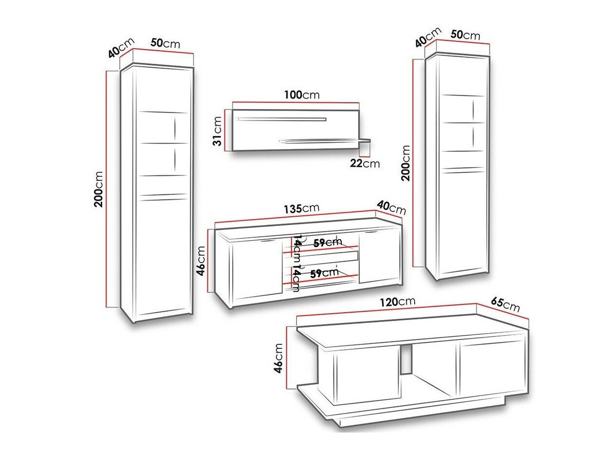 Stuemøbelsæt Fivelbo 114 (Kloster eg + Blank sort)