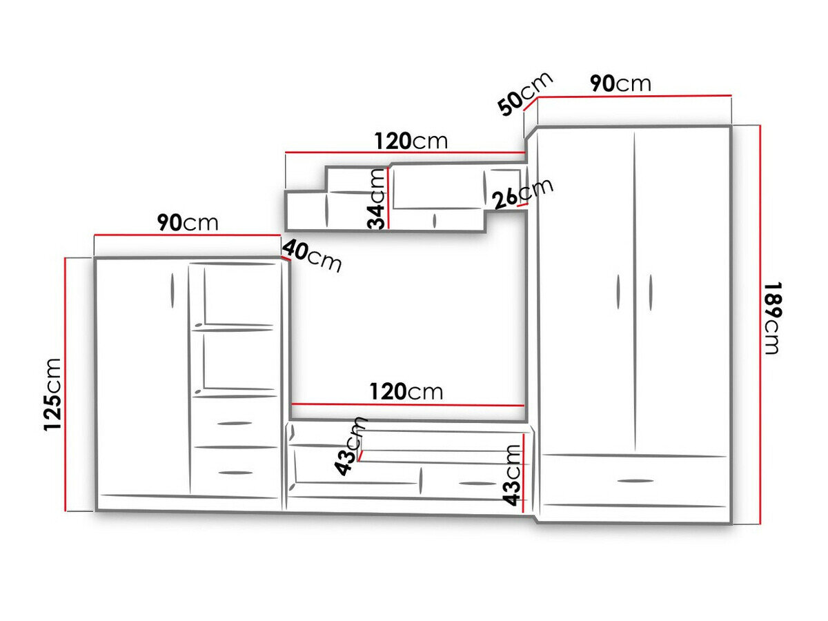 De reeks van de kinderkamer Lorlare 117 (Wit + Grijs)