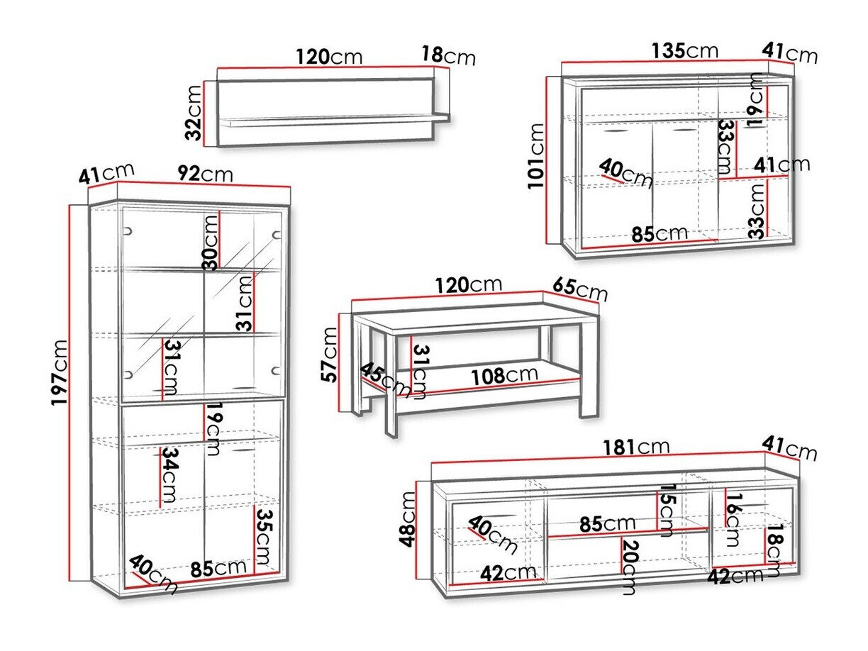 Stuemøbelsæt Etrmoni 118 (Lyst træ)