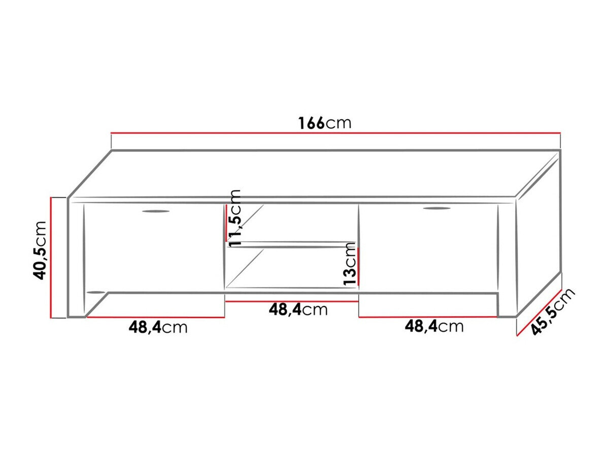 TV-bord Uva II (Hvid + Blank sort)