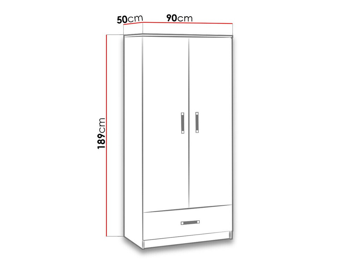 Garderobeskab Lorlare 110 (Hvid + Grå)