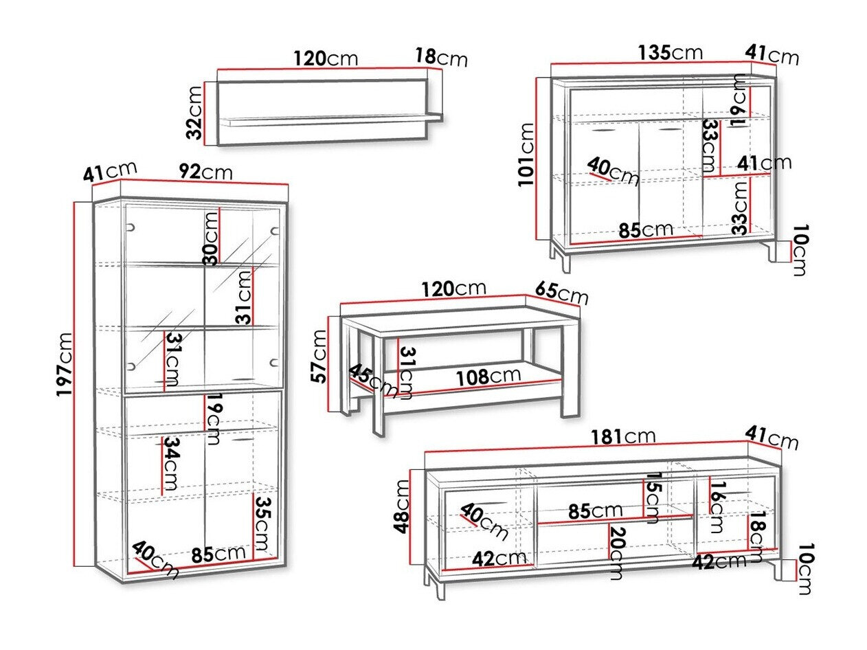 Stuemøbelsæt Etrmoni 118 (Lyst træ + Egetræ)