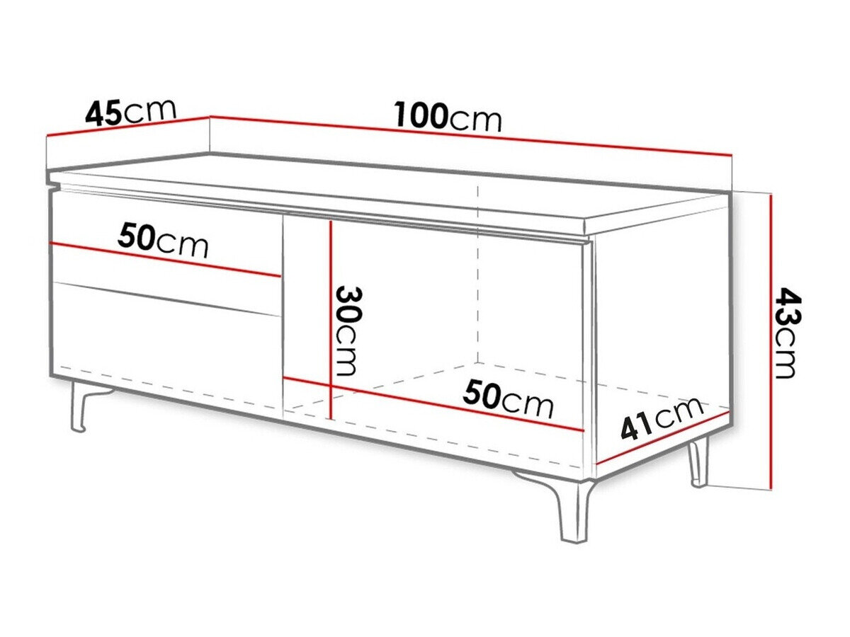 TV-bord Nashville 119 (Hvid + Glansfuld hvid)