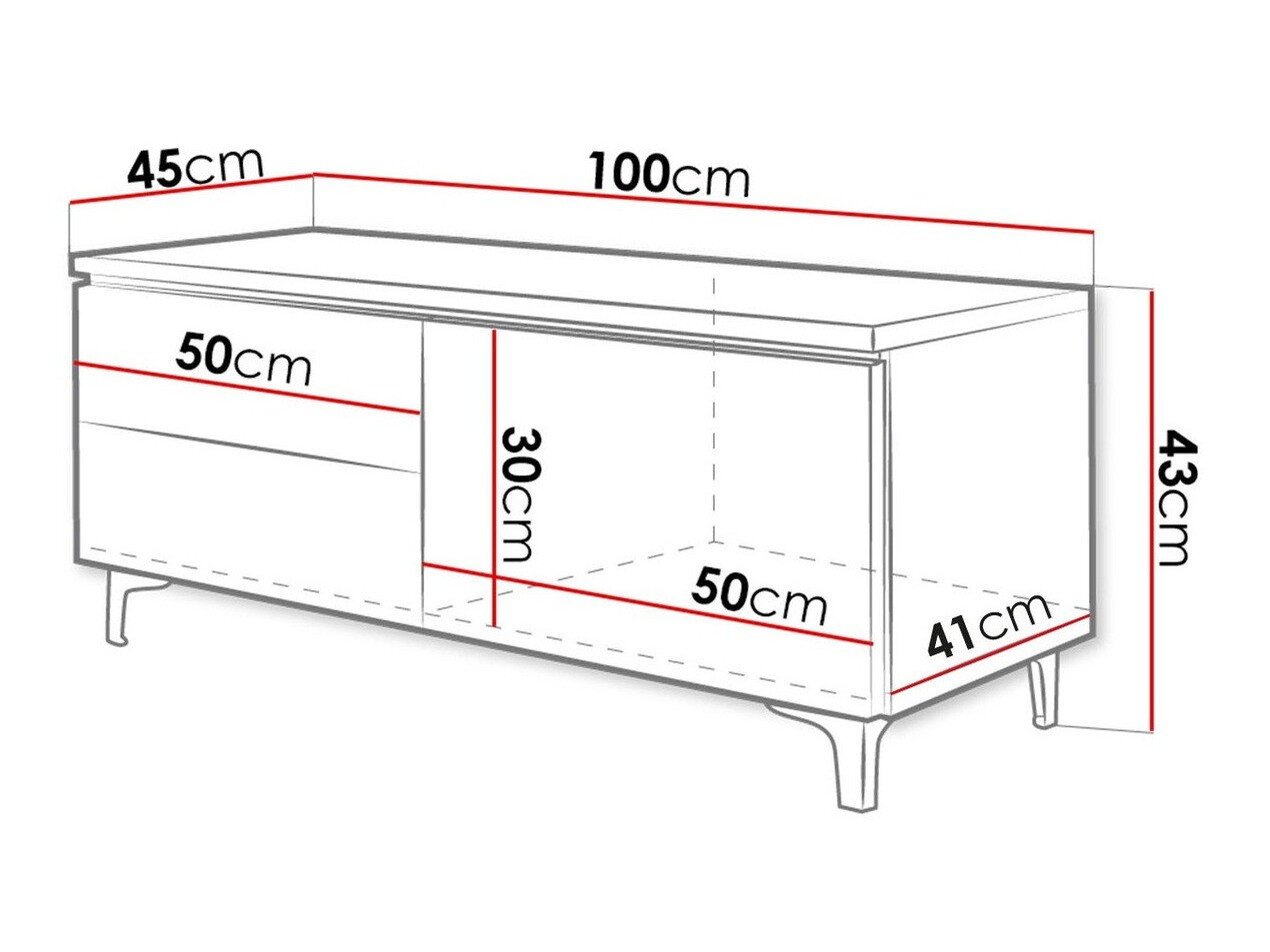 TV-bord Uva IV (Hvid + Blank sort)