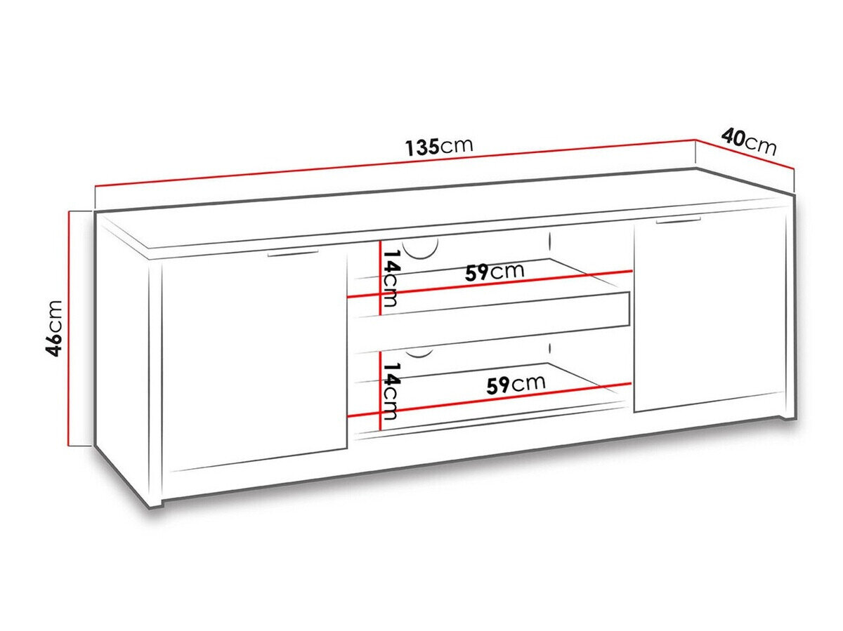 TV-meubel Providence 123 (Klooster eik + Glanzend zwart)