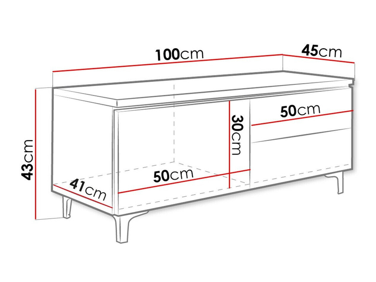 TV-meubel Uva III (Wit + Glanzend zwart)