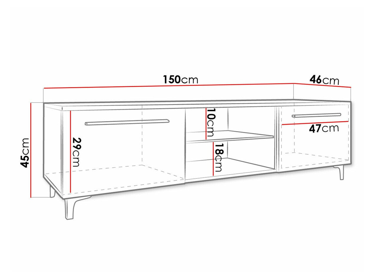 TV-bord Uva V (Hvid + Blank sort)