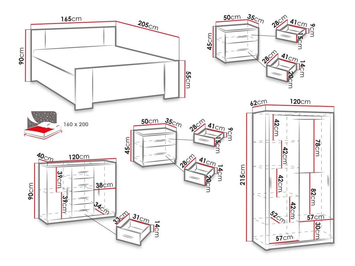 Ensemble de chambre Catromi 112 (Blanc)