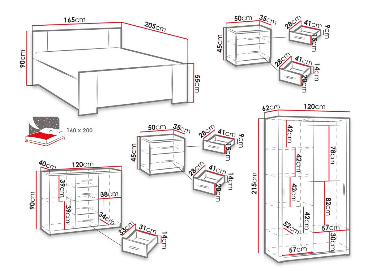 Soveværelsessæt Catromi 112 (Hvid)