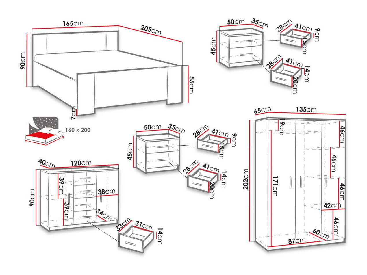 Soveværelsessæt Catromi 123 (Hvid)