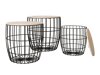 Bijzettafels set Aedifis (Zwart + Licht hout)
