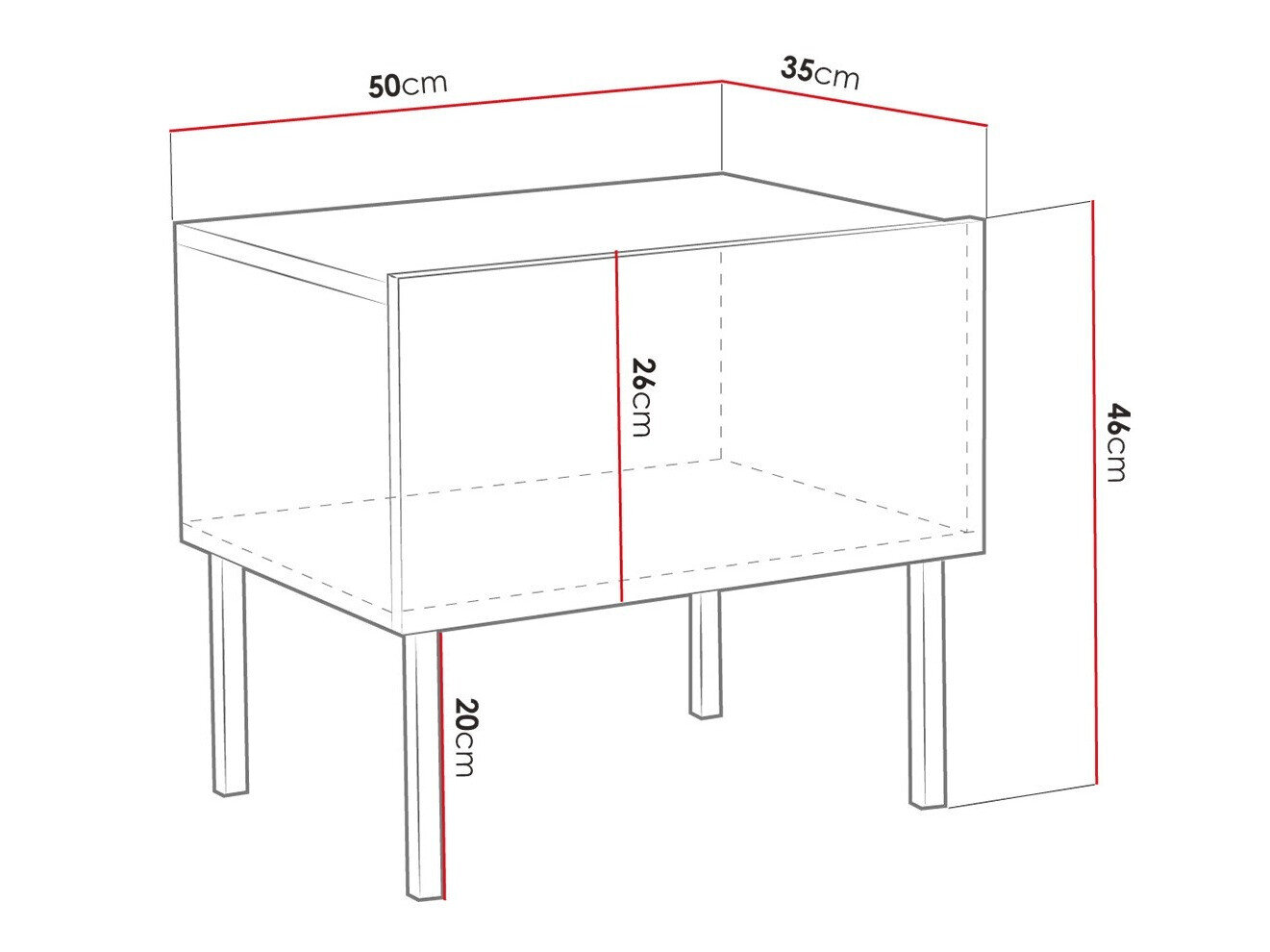 Sengebord Natar (Hvid + Glansfuld hvid)
