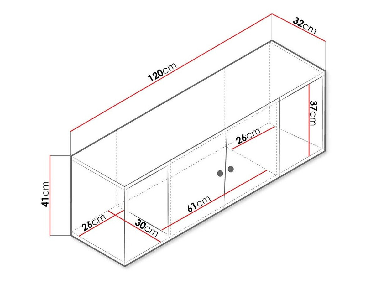 Vægskab Almira 112 (Artisan eg + Hvid + Grå)