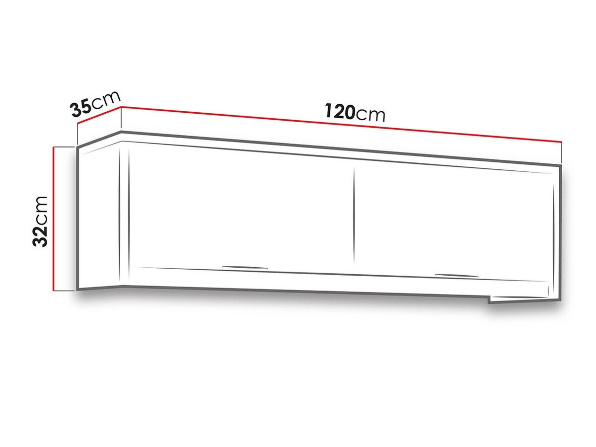 Wandkast Fivelbo 111 (Klooster eik + Glanzend zwart)