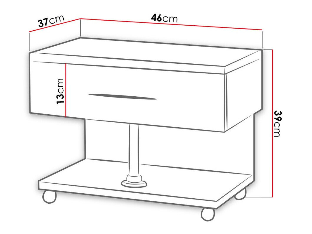 Sengebord Salmere 103 (Hvid + Glossy pink)