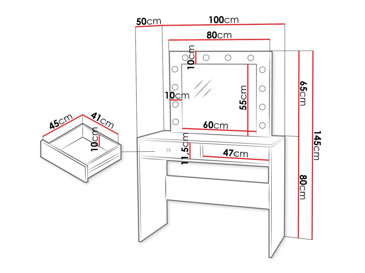Sminkebord Bedford 100