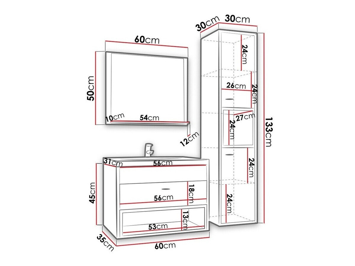 Badeværelsessæt Baltesi 100 (Artisan eg + Sort)