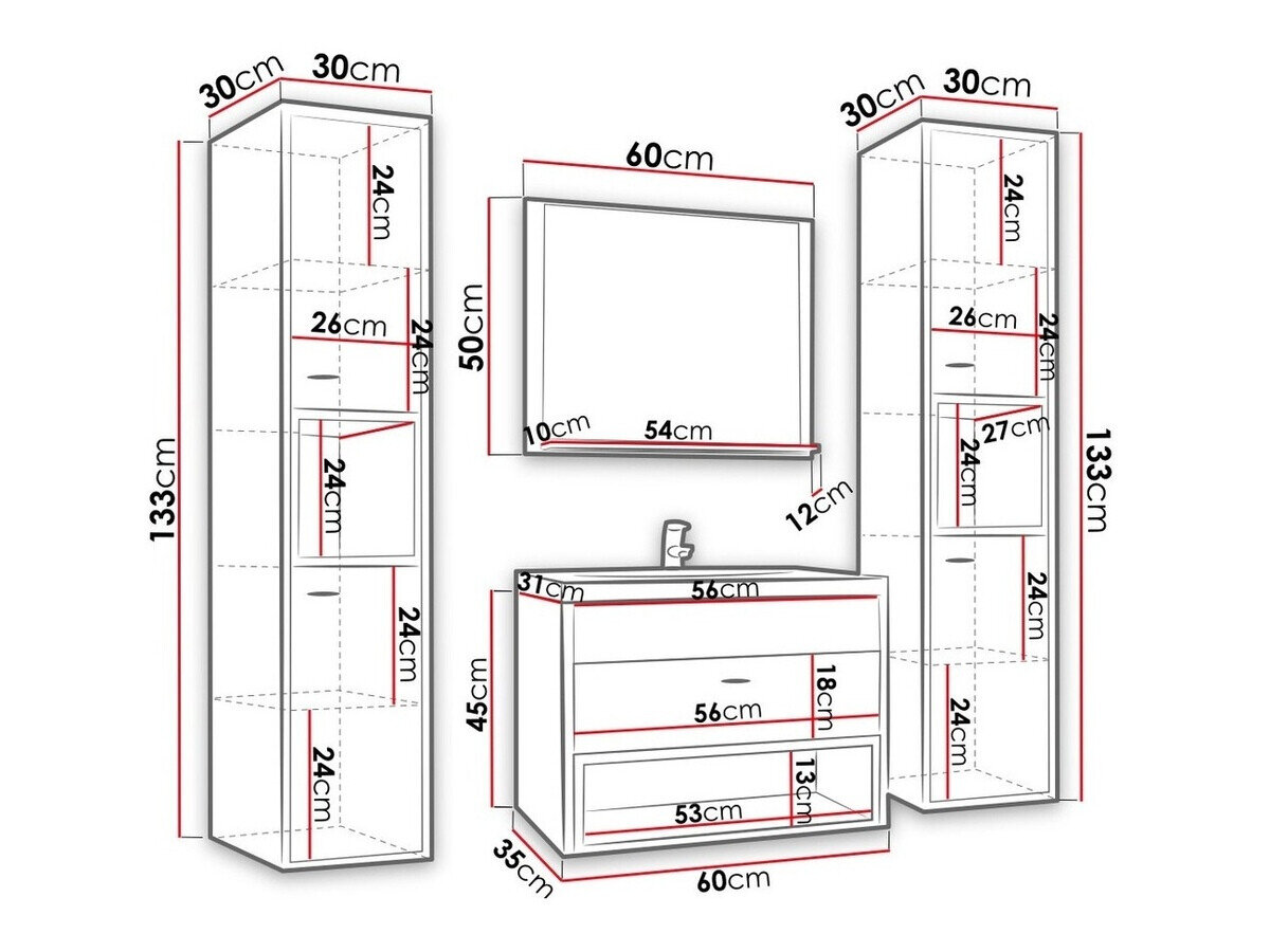 Badkamerset Velum II (Wit + Artisan eiken)