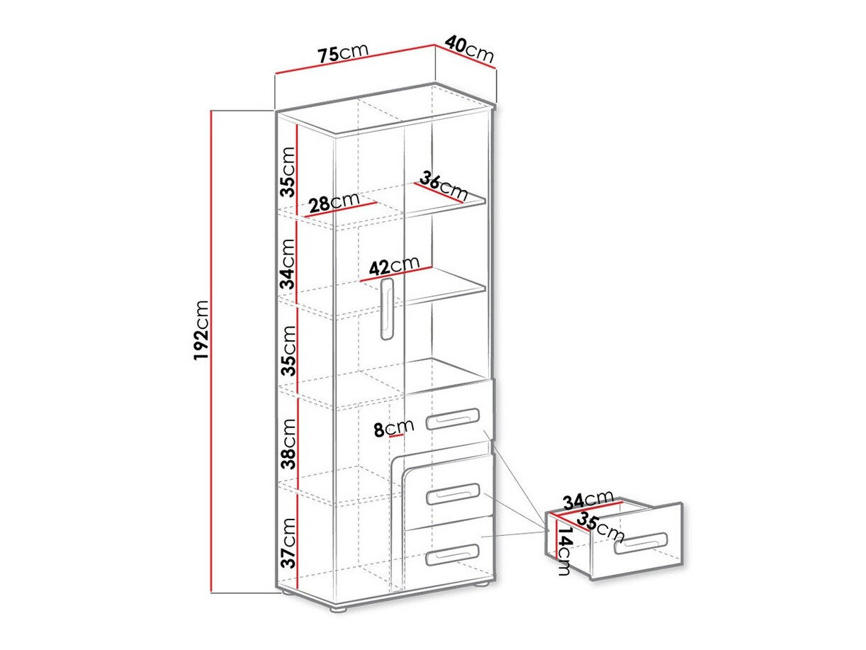 Boekenkast Aviseve 105 (Antraciet + Wit)