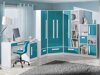 Boekenkast Merevari 101 (Wit + Glans Turquoise)