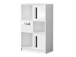 Boekenkast Merevari 101 (Wit + Glanzend wit + Grijs)